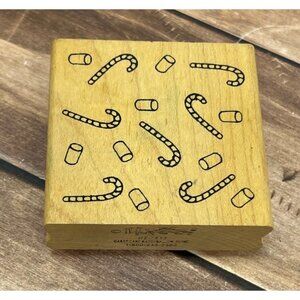 VINTAGE ART GONE WILD H2-1513 # CANDY CANE MARSHMALLOW WOOD MOUNTED RUBBER STAMP